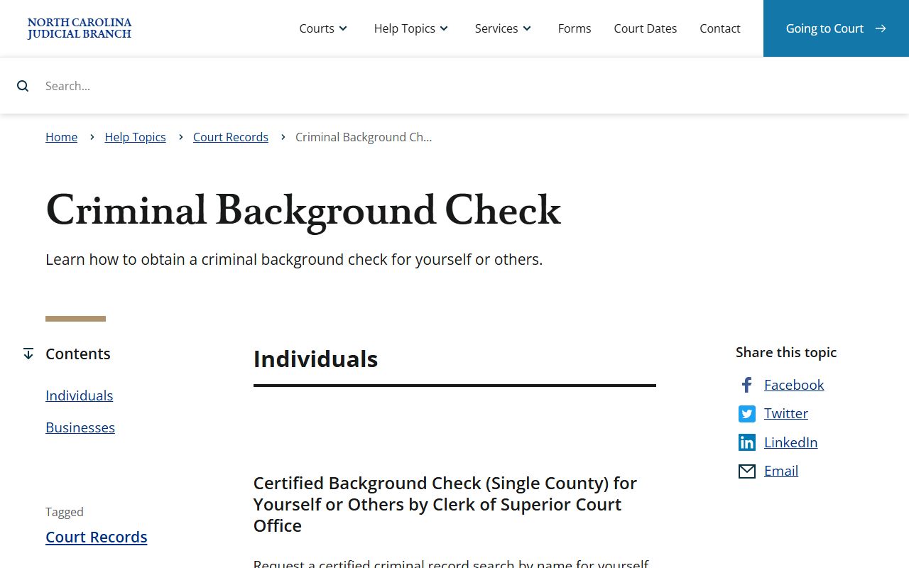 Caswell County court records certified criminal background check information