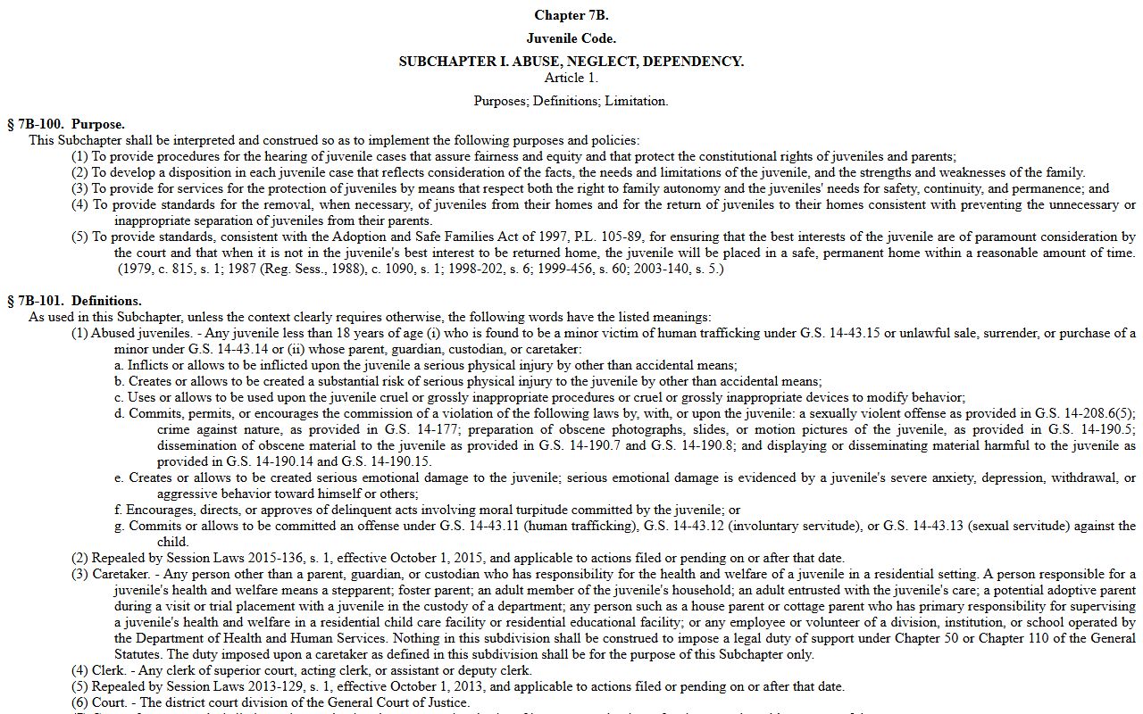 Caswell County criminal court records Chapter 7B juvenile confidentiality