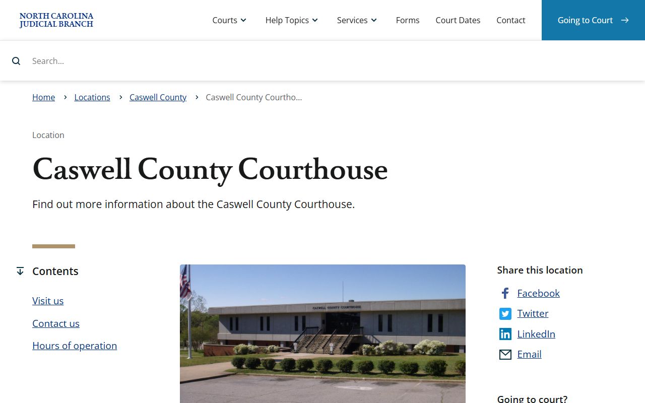Caswell County court records courthouse page