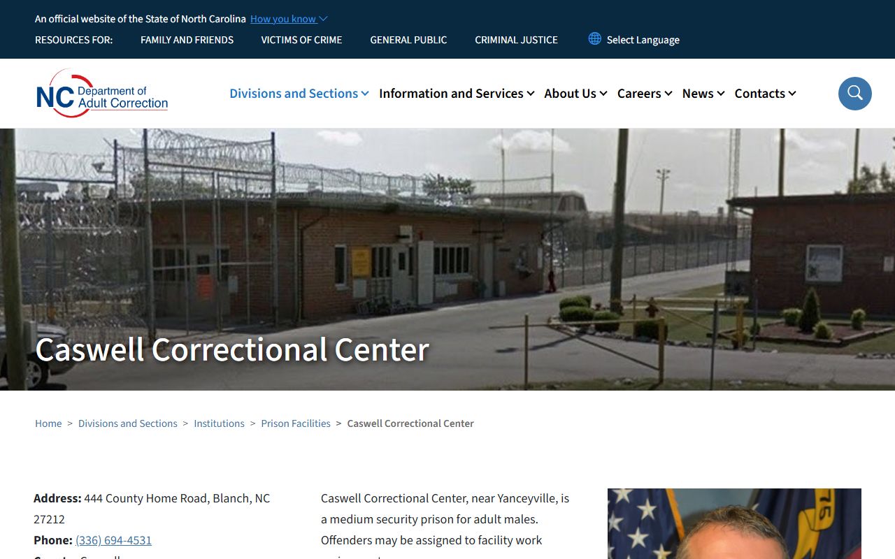 Caswell County inmate search Caswell Correctional Center source