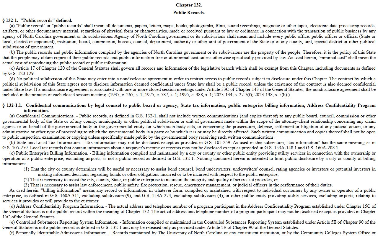 Caswell County warrant records Chapter 132 public records source