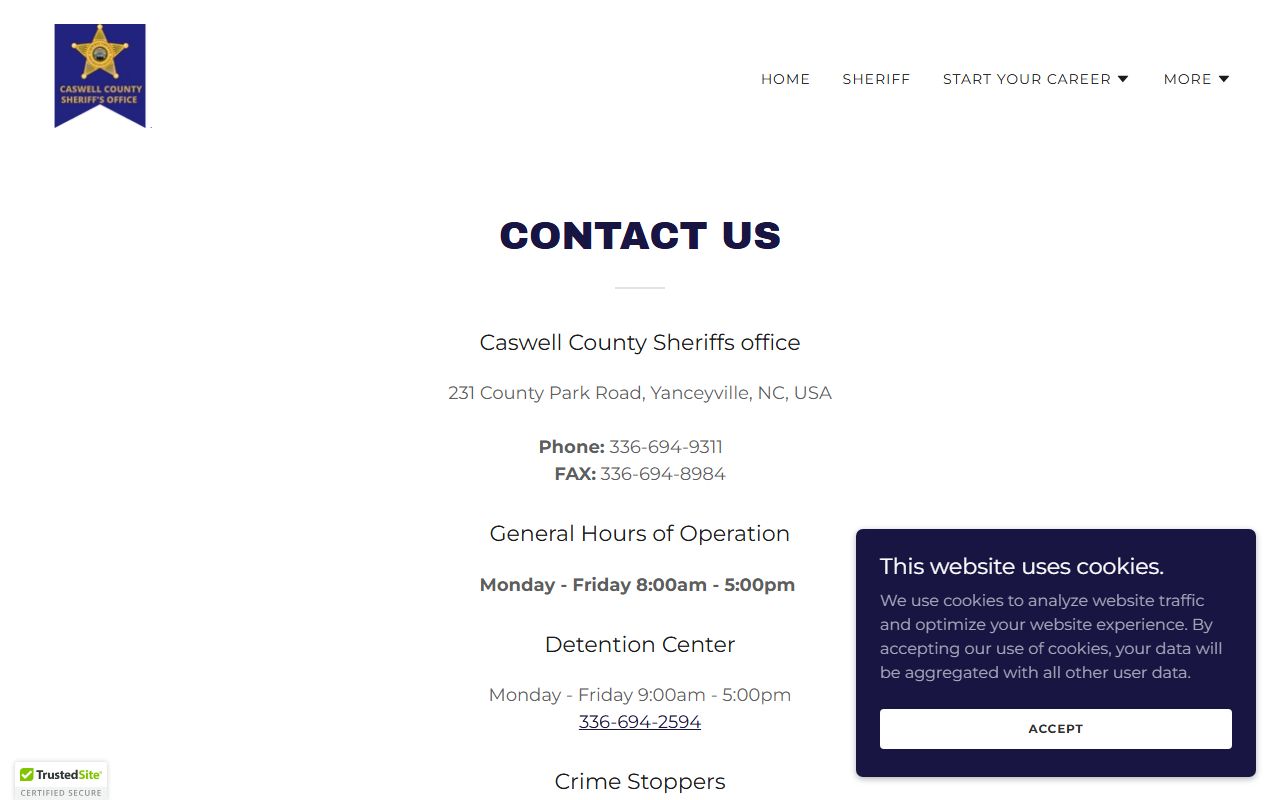 Caswell County warrant search sheriff contact information
